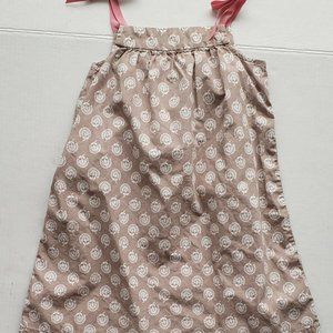 Hanna Andersson Pink Strap Tan Dress with White Print